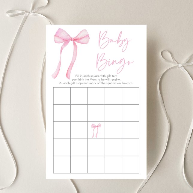 Pink Bow Coquette Baby Shower Bingo Game (Creator Uploaded)
