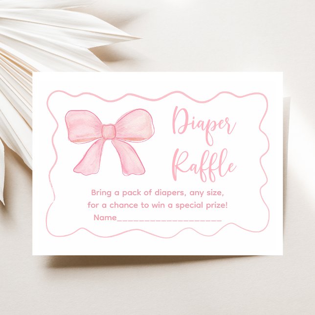 Pink Bow Coquette Baby Shower Diaper Raffle Enclosure Card (Creator Uploaded)