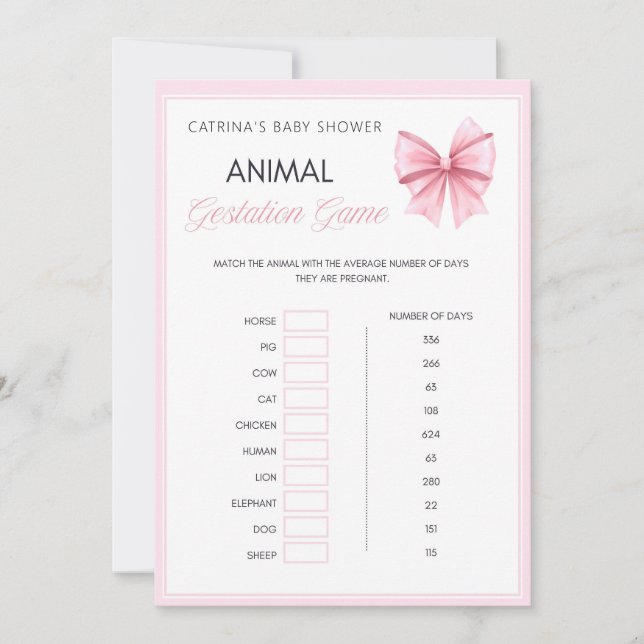 Pink Bow Coquette Baby Shower - Editable Name, 5x7 Invitation (Front)