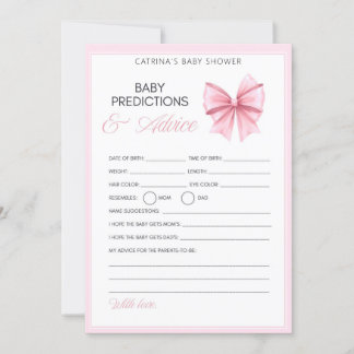 Pink Bow Coquette Baby Shower - Editable Name, 5x7 Invitation