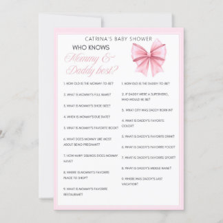 Pink Bow Coquette Baby Shower - Editable Name, 5x7 Invitation