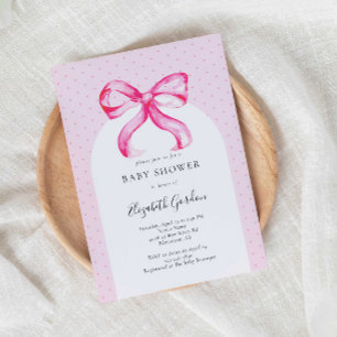 Pink Bow Coquette Baby Shower Elegant  Invitation