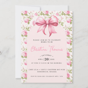 Pink Bow Coquette Baby Shower Invitation