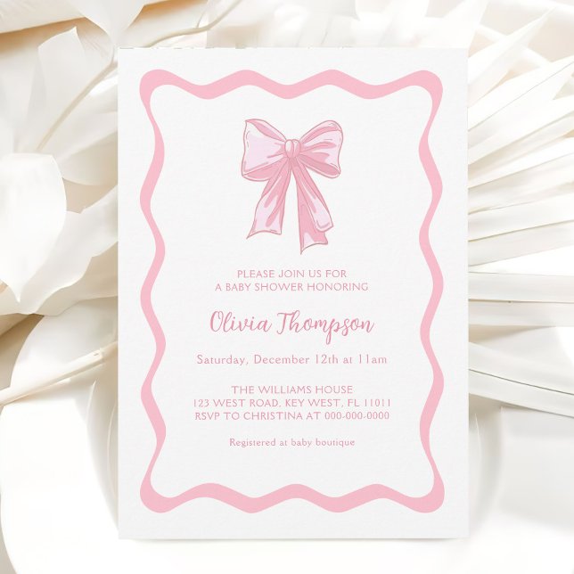 Pink Bow Coquette Baby Shower  Invitation (Creator Uploaded)