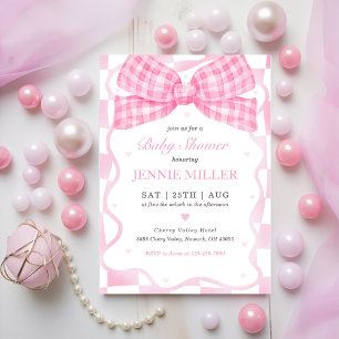 Pink Bow Coquette Baby Shower Invitation