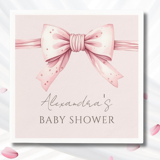 Pink Bow Coquette Baby Shower Napkin (Creator Uploaded)