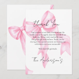 Pink Bow Coquette Baby Shower Thank You Card