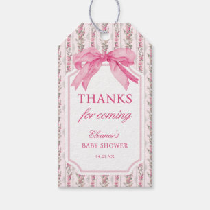 Pink Bow Coquette Baby Shower Thank You Tags