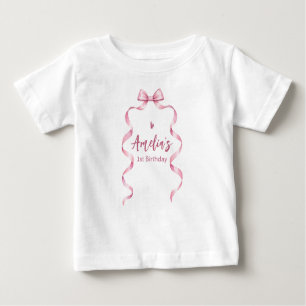 Pink Bow Coquette Birthday Baby T-Shirt