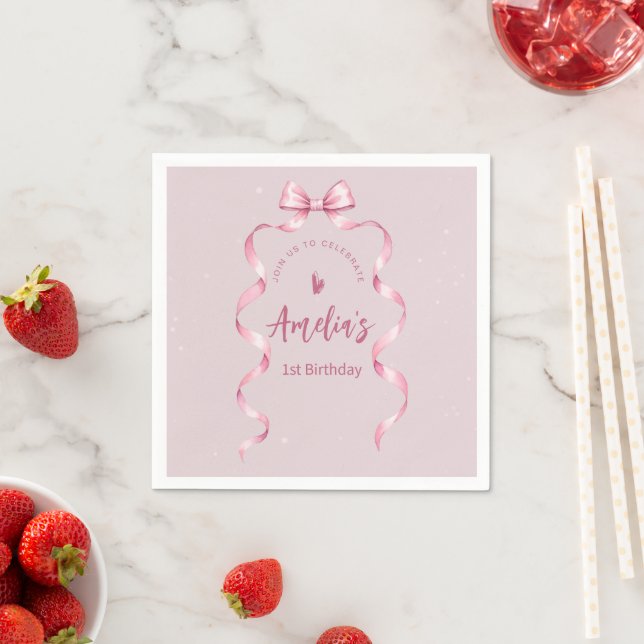 Pink Bow Coquette Birthday  Napkin (Insitu)