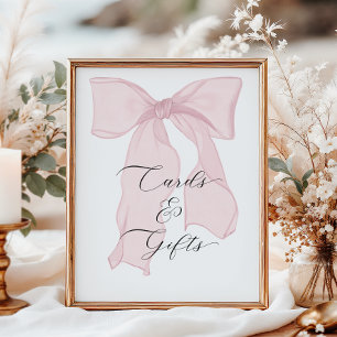 Pink Bow Coquette Birthday Party Cards and Gifts Poster