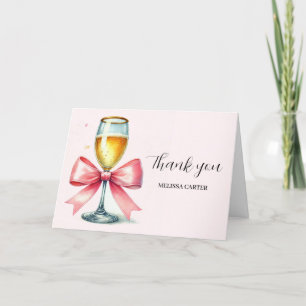 Pink Bow Coquette Bridal shower Thank you  Card