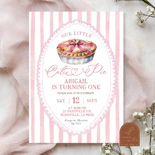 Pink Bow Coquette Cutie Pie First Birthday Invitation