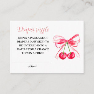 Pink Bow Coquette Diaper Raffle Baby Shower Enclosure Card