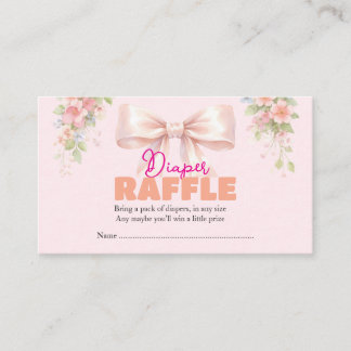 Pink Bow Coquette Floral Baby Girl Baby Shower Enclosure Card