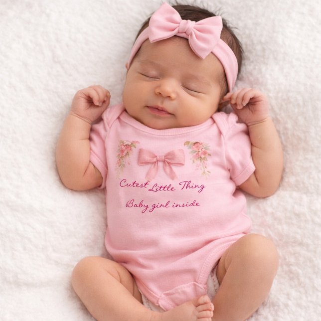 Pink Bow Coquette Floral Baby Girl Bodysuit (Creator Uploaded)