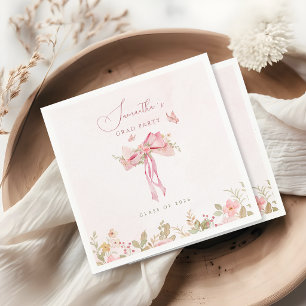 Pink bow coquette FLORAL graduation Napkin