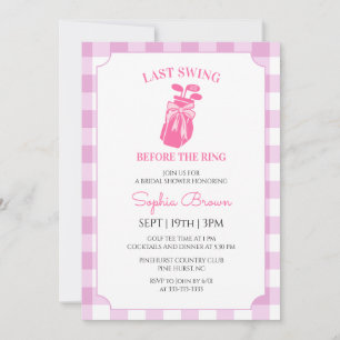 Pink Bow Coquette Gingham Golf Bridal Shower Invitation
