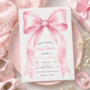 Pink Bow Coquette Girl Baby Shower Invitation