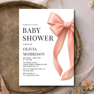 Pink Bow Coquette Girl Baby Shower Invitation