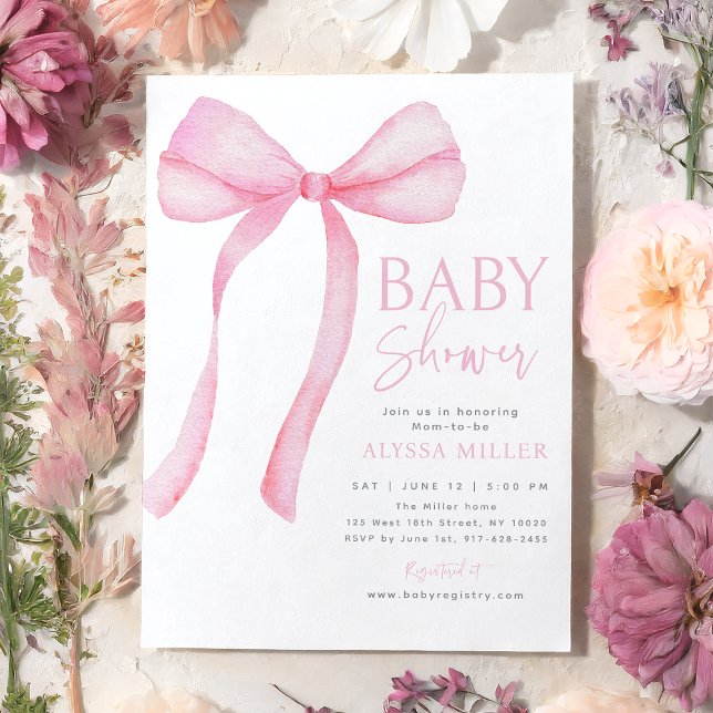 Pink Bow Coquette Girl Baby Shower Invitation (Creator Uploaded)