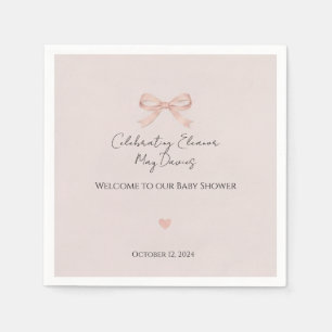 Pink Bow Coquette Girl Baby Shower Napkin