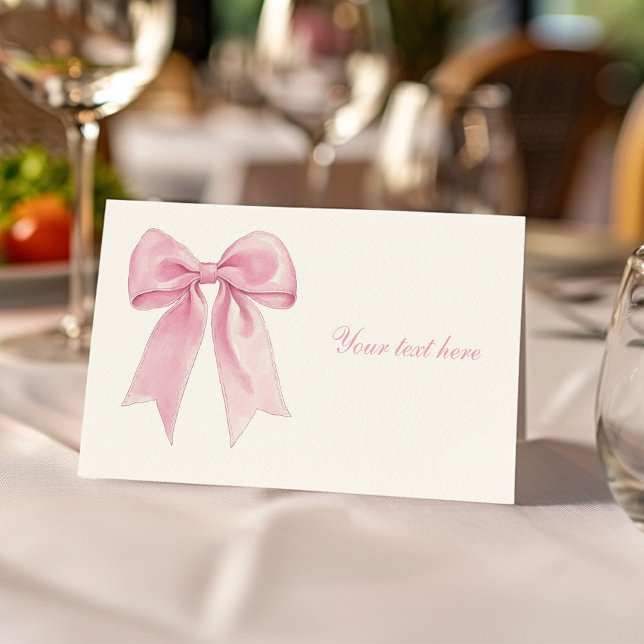 Pink Bow Coquette Girl Birthday Party Food Tent Place Card (Creator Uploaded)