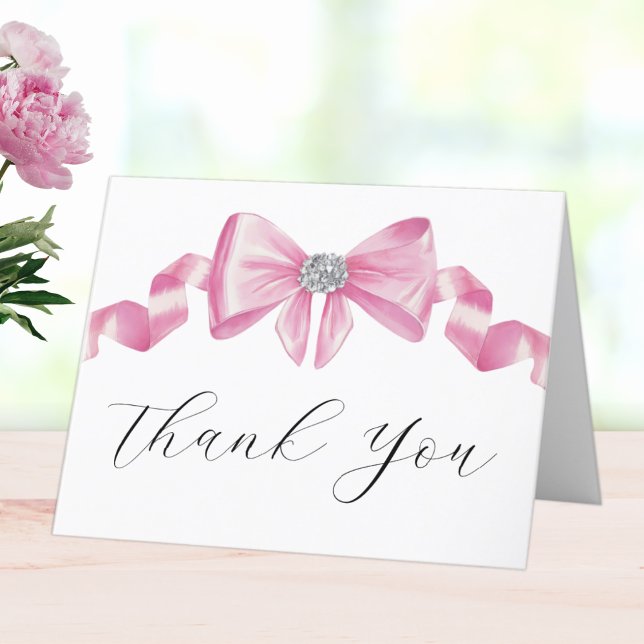 Pink Bow Coquette Glam Bridal Shower Thank You (Creator Uploaded)