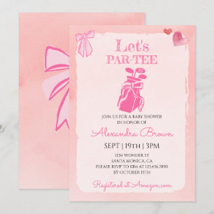 Pink Bow Coquette Golf Girl Baby Shower Invitation
