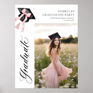 Pink Bow Coquette Graduation Cap Graduate Welcome Poster