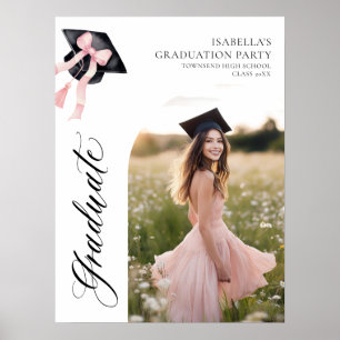 Pink Bow Coquette Graduation Cap Graduate Welcome Poster