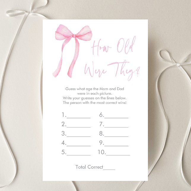 Pink Bow Coquette How Old Were They Shower Game (Creator Uploaded)