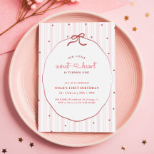 Pink Bow Coquette Little Sweetheart 1st Birthday