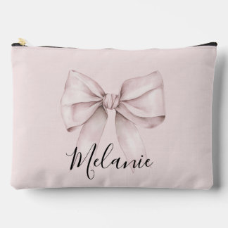 Pink bow coquette Personalised Name bridesmaid Accessory Pouch
