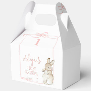 Pink Bow Coquette Peter the Rabbit 1st Birthday Favour Box