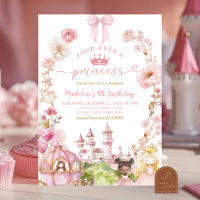Pink Bow Coquette Princess Kingdom 4th Birthday