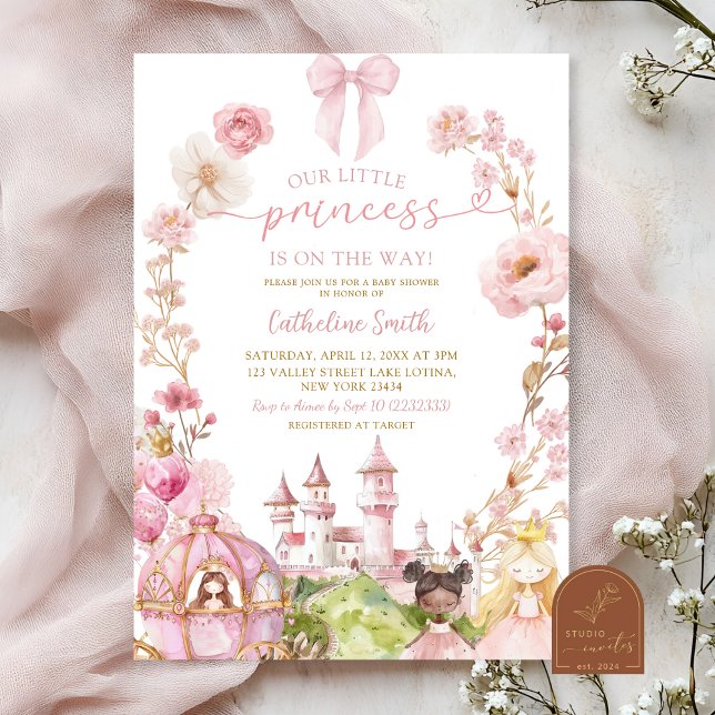 Pink Bow Coquette Princess Kingdom Baby Shower Invitation (Creator Uploaded)