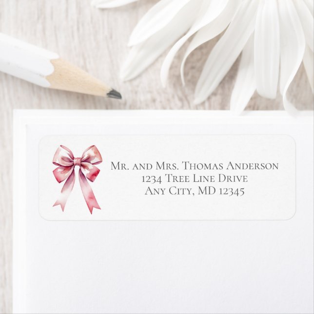 Pink Bow Coquette Return Address Label (Insitu)