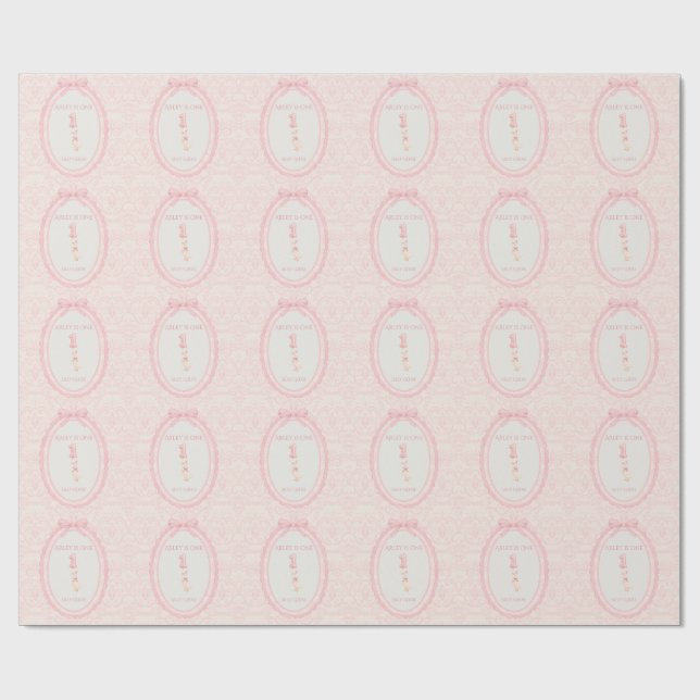 Pink Bow Coquette Silly Goose 1st Birthday  Wrapping Paper (Flat)