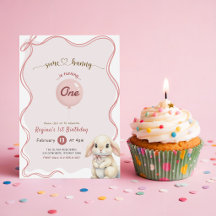 Pink Bow Coquette Some Bunny 1st Birthday