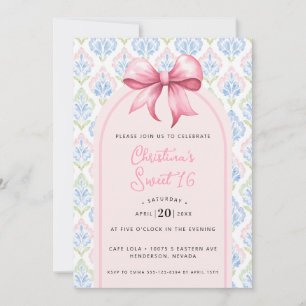 Pink Bow Coquette Sweet 16 Invitation