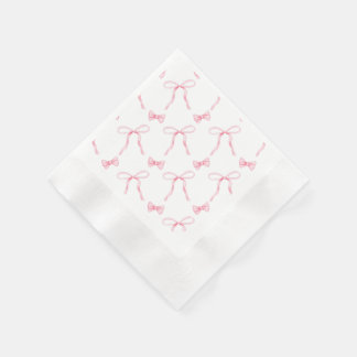 Pink Bow Coquette Theme Party Paper Napkin