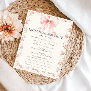 Pink Bow CottagePrediction Wishes Baby Shower Game Poster