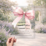 Pink bow cream elegant SWEET 16 clear Acrylic Invitations<br><div class="desc">A clear,  transparent background,  decorated with a pink large bow. Personalise and add a name and party details.</div>