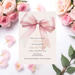 Pink bow cream girl Baptism rose gold<br><div class="desc">A soft beige,  cream coloured background,  decorated with a pink large bow and a golden cross. Personalise and add the name and details details.

The name and the word Baptism are written with real rose gold foil.</div>