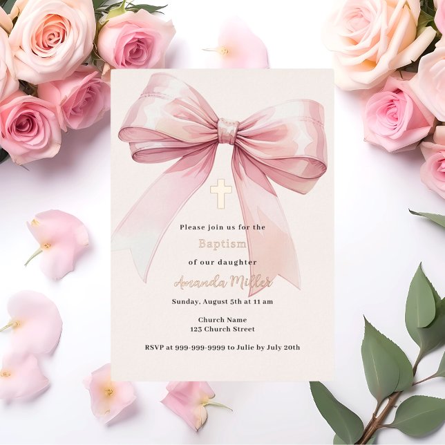 Pink bow cream girl Baptism rose gold (Creator Uploaded)