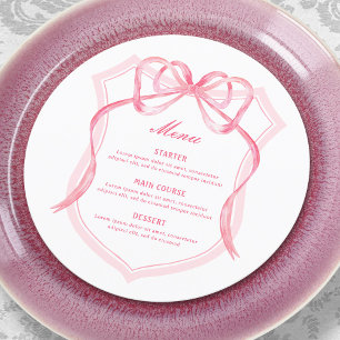 Pink Bow Crest Round Menu