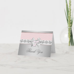 Pink Bow Cross Thank You Card