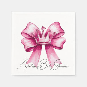 Pink Bow & Crown Baby Shower Celebration  Napkin