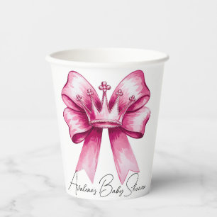 Pink Bow & Crown Baby Shower Celebration  Paper Cups